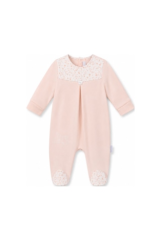 Babyhola Tavşan Desenli %100 Pamuk Modal Patikli Bebek Tulumu 15232 Somon