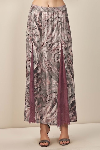 Kloş Gri Desenli Etek Gri