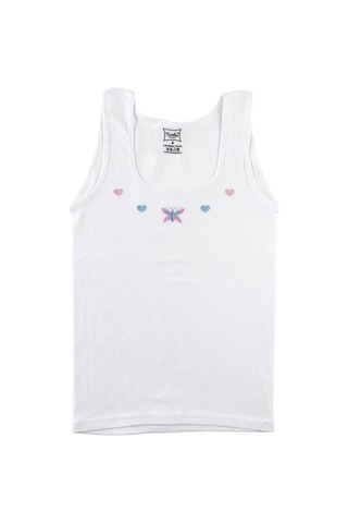 Tutku Kız Çocuk Geniş Askı İşlemeli Atlet 0166 6'lı Paket Beyaz