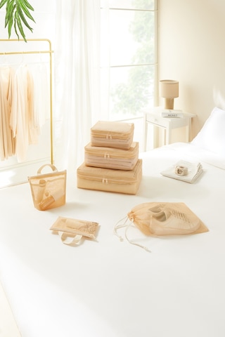 Ocean Home Textile 6'lı Bej Renk File Bavul İçi Düzenleyici Set Bej