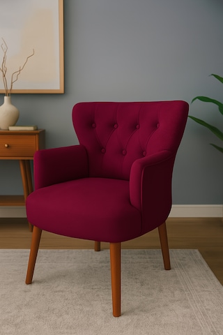 Roma Berjer - Modern Tekli Koltuk - Babyface Kumaş - Bordo