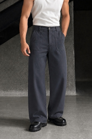 Tarz Cool Erkek Baggy Fit Old Money Cep Detaylı Pantolon Füme