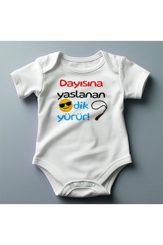 Arasdoğruer Dayısına Yaslanan Dik Yürür Temalı Zıbın Beyaz