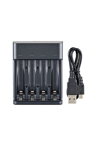 Springsun Siyah 4-hücreli Akıllı Şarj Cihazı, Ni-mh Aa/aaa Pil İçin Hızlı Şarj, Tam Doldurma Yeşil Işık, Usb Plug & Play, 1.2v Çıkış