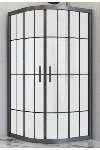 Durul Duşakabin Oval Siyah Çizgi Buzlu 5mm Yükseklik 190 Cm Siyah