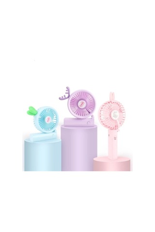 Usb Elektrikli Fan Taşınabilir Pembe Kulak İle Şarj Karikatür El 6152 Pembe