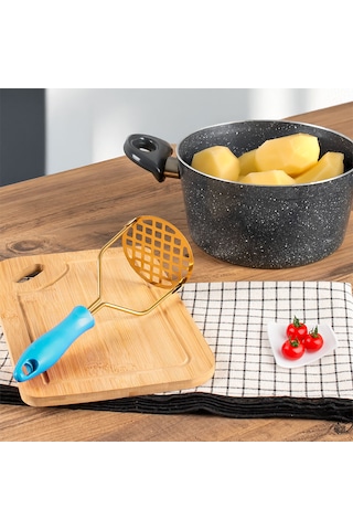 Porsima Paslanmaz Metal Patates Ezici Patates Ezeceği 24cm Mavi