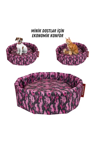 Xpermate Sünger Simit Küçük Irk Köpek Kedi Yatağı 45 Cm Kamuflaj