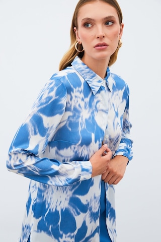 Sateen Desenli Gömlek - Mavi-134932 Mavi