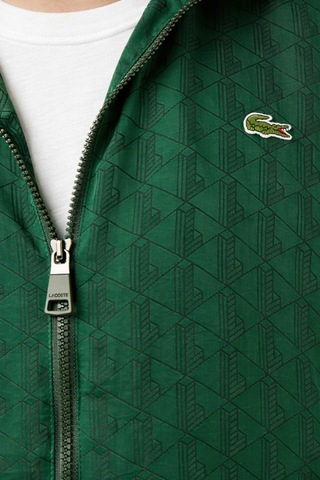 Lacoste Relaxed Fit Monogram Jacket Classic Fit Dik Yaka Logolu Sweatshirt Ceket Yeşil Yeşil