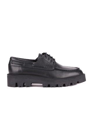 Shoetyle - Siyah Hakiki Deri Bağcıklı Erkek Günlük Ayakkabı 115-k512-1327 Siyah