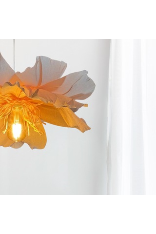 İtalyan Krapon Kağıt Pembe Flora El Yapımı Sarkıt Avize Pembe