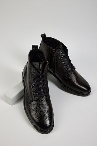 Tonny Black Erkek Kahve Rahat Kalıp Hakiki Deri Erkek Önü Bağcıklı Bot Kahverengi