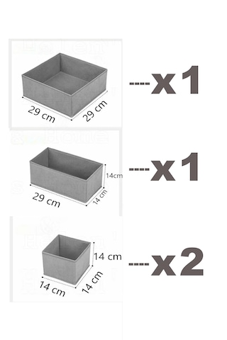 4'lü Keçe Dolap Içi Ve Çekmece Içi Düzenleyici Organizer Giysi, Ç Gri