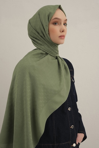 Armine Yeşil Link Desen Bambu Cotton Şal 48 Yeşil