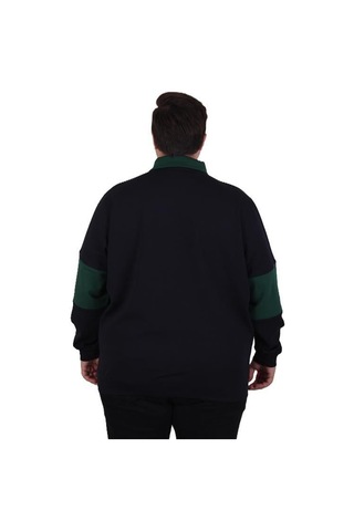 Starbattal Büyük Beden Polo Yaka Fermuarlı Sweat Double Face 25709 Lacıvert Lacivert