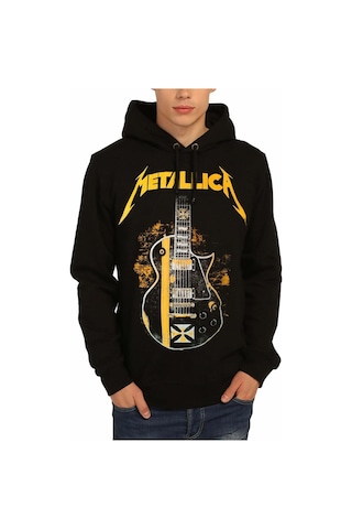 Bant Giyim - Metallica Gitar Siyah Kapüşonlu Sweatshirt