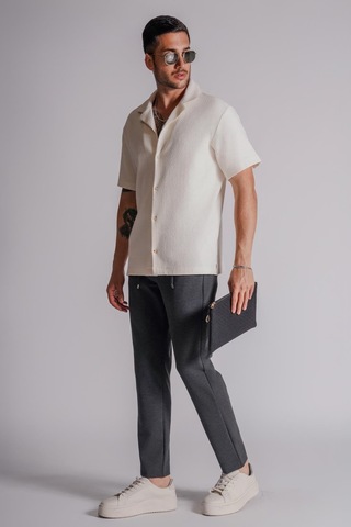Braccas Erkek Yandan Cepli Beli Lastikli Relaxed Fit Chino Pantolon Antrasit Antrasit