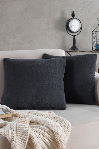 Maisonart Sofa 2 Adet Antrasit Renk Welsoft Kırlent Kılıfı Yastık Kılıfı 44x44 Cm