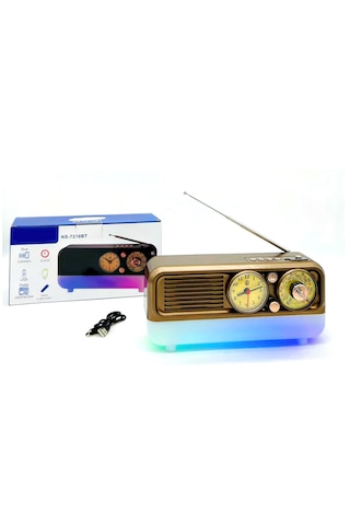 Şarjlı Rgb Nostaljik Radyo Fm/am/sw, Usb, Tf Kart Bluetooth Hoparlör