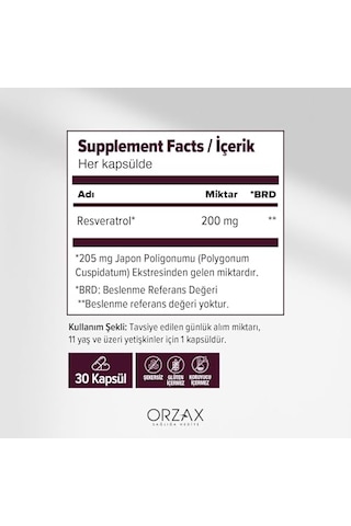 Orzax Ocean Resveratrol 200 Mg 30 Kapsül