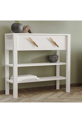 İnarch Dizayn Henric 90 Cm Tek Kapaklı Modern Dresuar Raflı Konsol & Antre Dolabı Beyaz