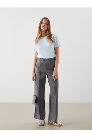 Lcw Modest Gri Beli Lastikli Çizgili Kadın Pantolon