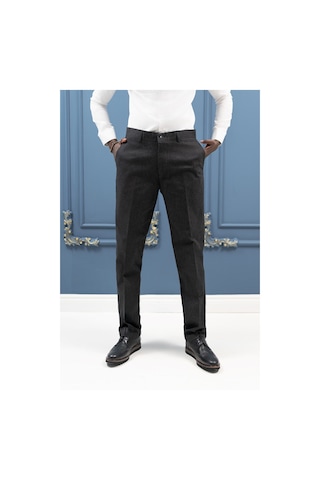 Regular Fit Pamuklu Dokulu Kışlık Gabardin Pantolon Antrasit