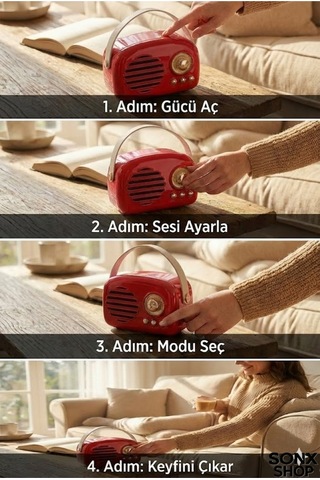 Nostaljik Retro Bluetooth Hoparlör - Fm Radyo, Usb Ve Bluetooth Kablosuz Hoparlör