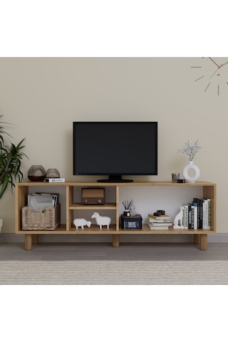 Bohem Serisi Natura Ceviz-meşe Pvc Hasır Desen Tv Ünitesi Safir Meşe