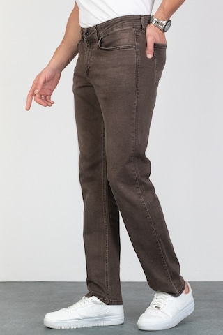 HLT Jeans Erkek Kahverengi Regular Fit Likralı Boru Paça Rahat Kesim Jean Kot Pantolon Hlthe001979