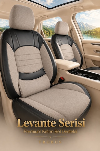 Bmw 3 Serisi E90 2005-2012 Uyumlu Levante Serisi Bej Siyah Oto Koltuk Kılıfı