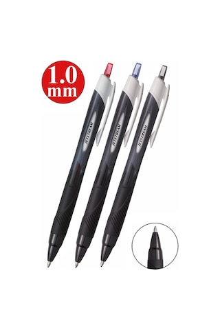 Kırmızı Jel Uçlu Pilot Kalem 3 Adet Uniball Jetstream Sxn-150s 1.0 Mm Basmalı Pilot Kalem Roller Uçlu Likit Mürekkepli