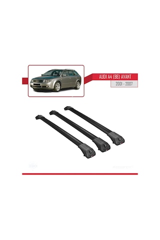 Audi A4 B6 Avant 2002-2004 Arası İle Uyumlu Ace-1 Ara Atkı Tavan Barı Siyah 3 Adet Bar