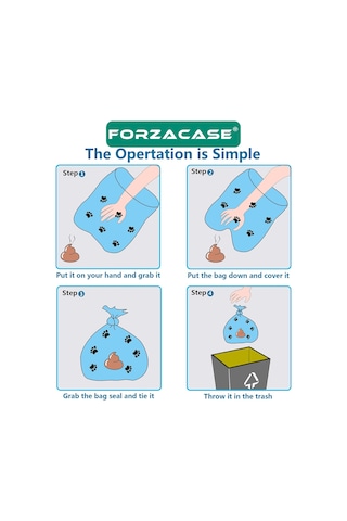 Forzacase Rulo Evcil Hayvan Dışkı Toplama Kaka Rulosu Poşeti 4'lü