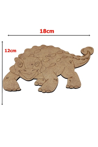Ahşap Boyanabilir Dinozor Figürü Ankylosaurus 18x12 Cm - 3mm Mdf Eğitici Boyama Seti 10 Adet