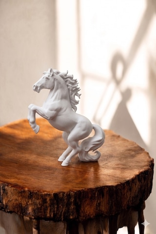 Dekoratif At Biblo - Modern Masaüstü Aksesuarı Ve At Figürü - 15 Cm - Beyaz