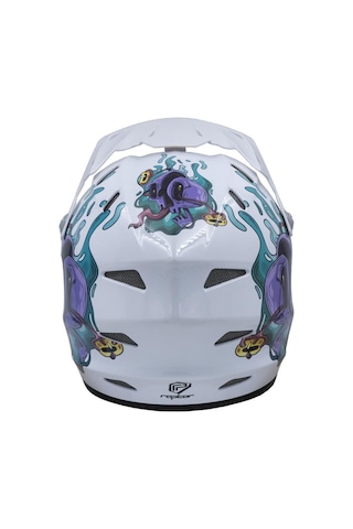 Raptor Gravıty Varsity Chaos Full Face Freeride Bisiklet Motosiklet Kaskı Xlarge Beden Beyaz Mor