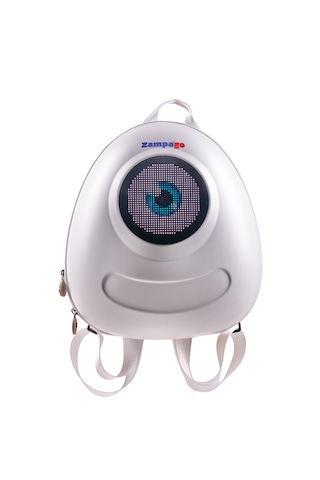 Zampago Led Big Eyes Akıllı Çocuk Sırt Çantası Sert Kasa, Usb Şarj Girişli Beyaz