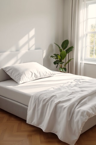 Lumira Tek Kişilik Pamuk Saten Düz Çarşaf 220x300 Cm Mix & Match Otel Serisi Beyaz