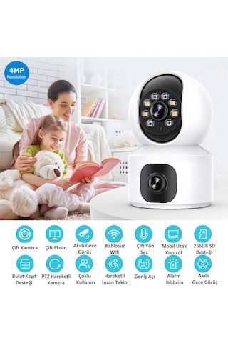 3dcool Hieasy 4mp 2 Kameralı Ptz Hareketli Kablosuz Bebek Kamerası