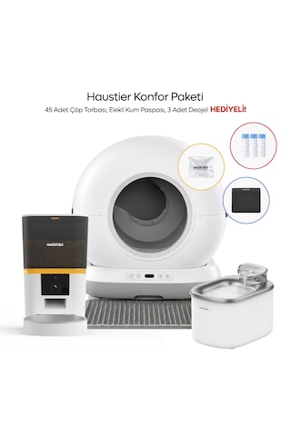 Haustier Cb001 Gri Kedi Tuvaleti Qq005 Beyaz Mama Kabı Wf007l Beyaz Kedi Suluğu 3 Lü Set Haustier Türkiye Garantili