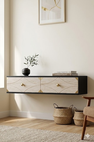 Tda1297atg Alfa Dresuar , Antre Hol Rafı Antrasit-traverten-gold 120cm