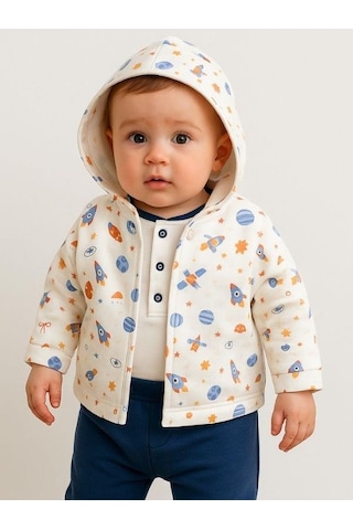 3 Lü Organik Uzay Desenli Bebek Eşofman Takımı-16184 renkli