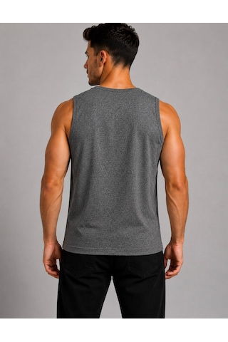 Axxel Erkek Koyu Gri Melanj Askılı Atlet T-shirt-d235