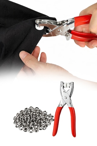Çıtçıt Düğme Pensesi Metal Aparat Seti Kumaş Elbise Gömlek İçin Pratik Takma Aleti