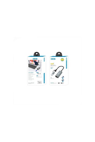 Go Des Gd-6871 Rj45 Type-c Ve Usb-a Ethernet Dönüştürücü Kablo 100mbps Gri Gri