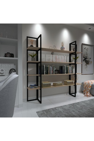 Mavitrendd Dekoratif Ahşap Ve Metal Kitaplık Çok Amaçlı Raf (486310926)