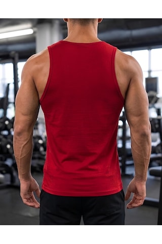 Sapeur Erkek Sporcu Atlet - Nefes Alabilir Fit Kesim, Gym & Fitness Tanktop Kırmızı