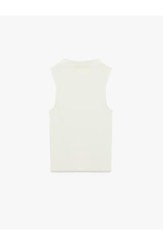 Koton Modal Karışımlı Slim Fit Kolsuz Dik Yaka Bluz Ekru 6sal30116ık Ekru